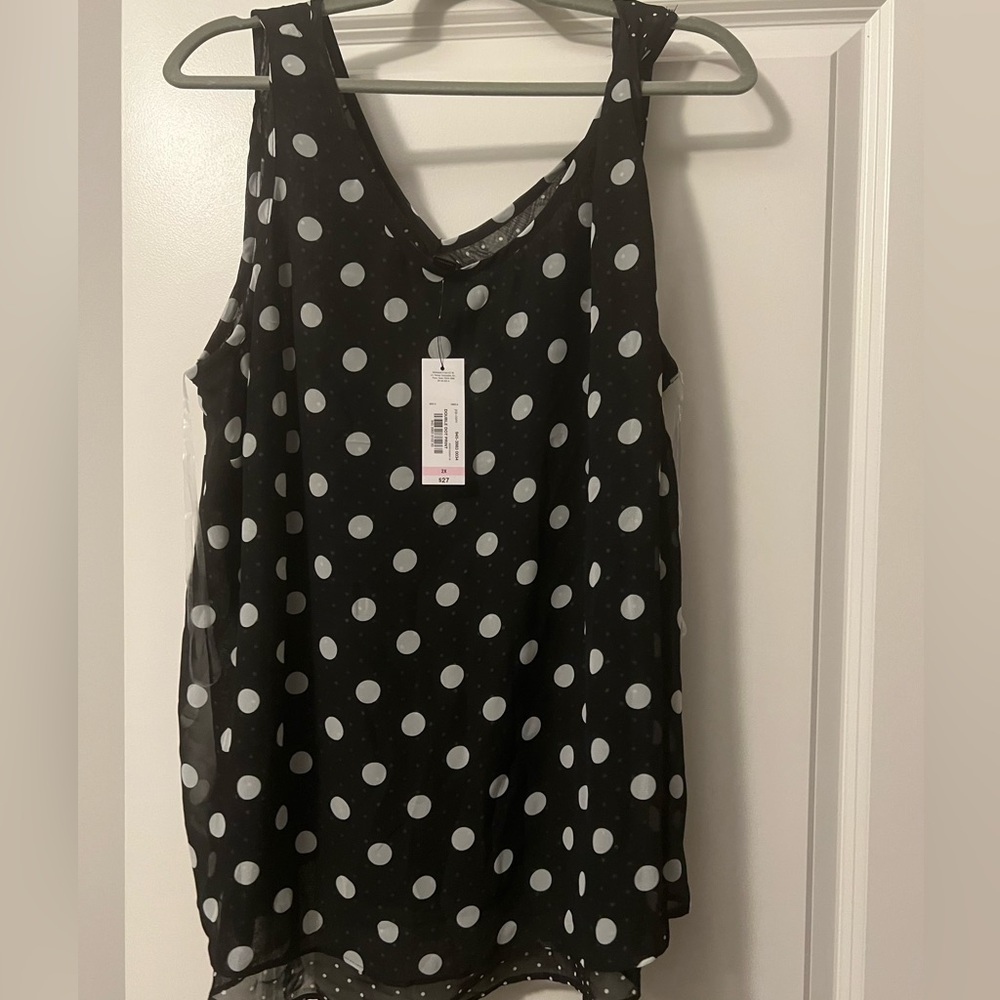 NWT WORTHINGTON DOUBLE LAYER SHELL TANK POLKA DOT VERY CUTE SIZE 2X